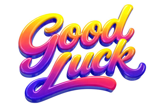 Colorful good luck text with vibrant gradient design isolated for creative projects and celebrations
