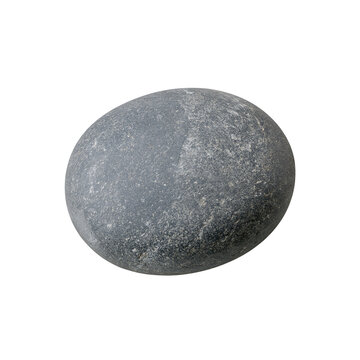 Smooth dark grey river stone isolated on white background
