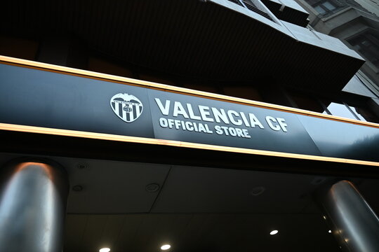 Official Valencia CF Store with Valencia CF Logo Above Entrance