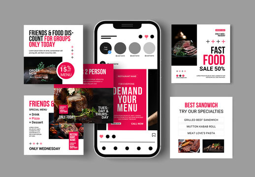 Modern Restaurant Food Editable Social Media Post Template