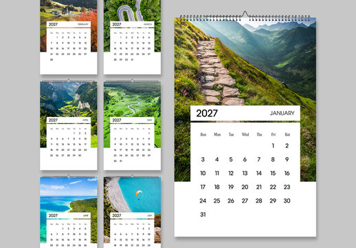 Nature Photography Calendar 2027 Template