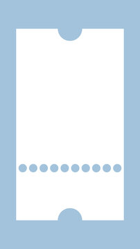 Minimal blue coupon ticket template with perforated edges and clean vertical layout isolated on background. Modern printable voucher design perfect for discounts, event passes, admission tickets, gift
