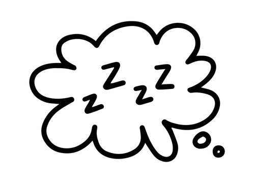 Hand drawn doodle zzz cartoon illustration in black on white background. Perfect for sleep, relaxation, bedtime, kids design, and digital projects.