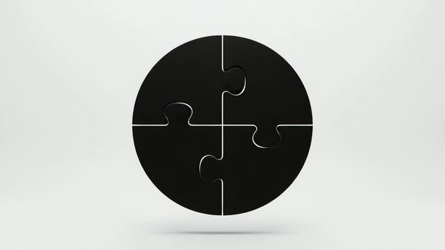 Abstract black puzzle pieces forming a circular pattern