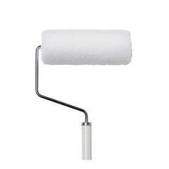 Fototapeta premium White paint roller with metal frame and handle isolated