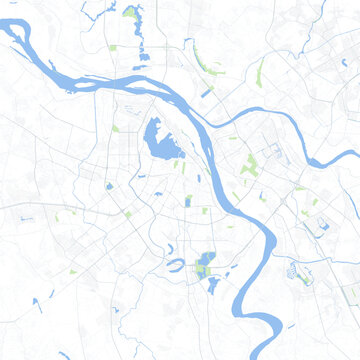 Minimal vector city map of Hanoi with streets, districts and road network