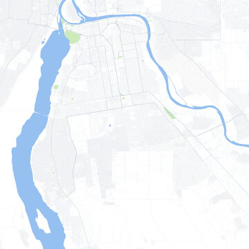 Minimal vector city map of Khartoum with streets, districts and road network