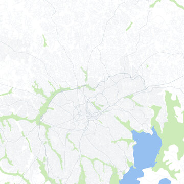 Minimal vector city map of Kampala with streets, districts and road network