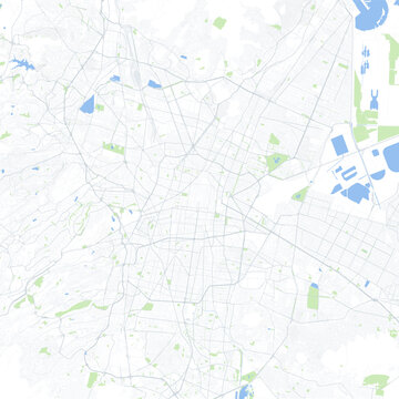 Minimal vector city map of Mexico City with streets, parks and road network