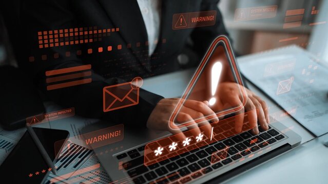 Password security breach warning with red asterisk box, cybersecurity alert, lock icons, and critical vulnerability signals in digital system access Marrow