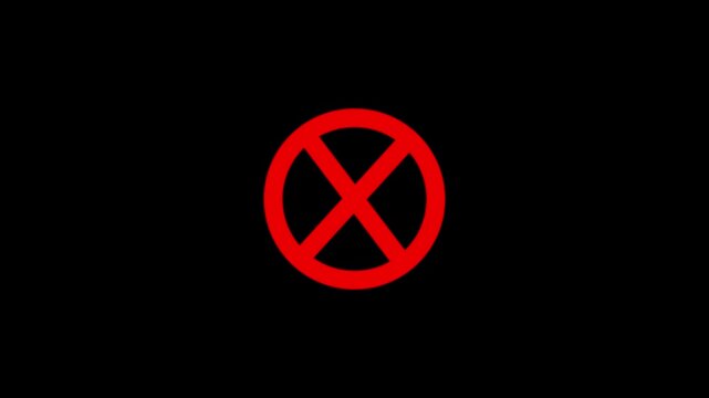 Red Cross on Circle Animation Bold and Clear Visuals for Error, Warning, and Alert Notifications in Digital Designs on black background.
