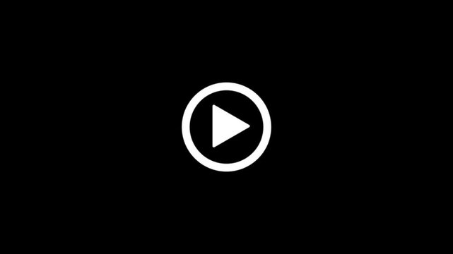 Minimalist white video play button icon on a black background.