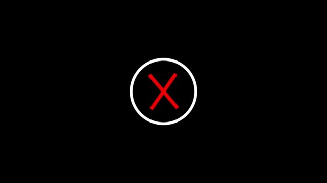 Red Cross on Circle Animation Bold and Clear Visuals for Error, Warning, and Alert Notifications in Digital Designs on black background.