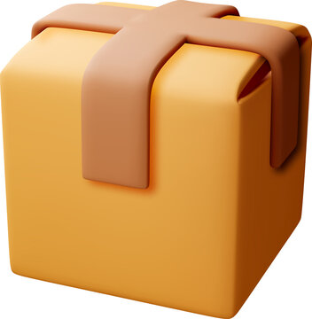 3d Closed cardboard box