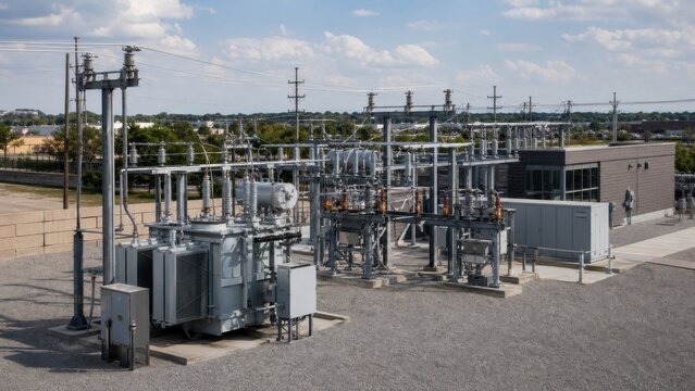 Modernized electrical distribution substation supporting growing electric loads, for electric homes, vehicle charging and grid resilience
