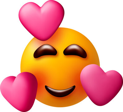 Love smile 3d emoji with hearts