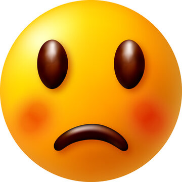 3d Yellow emoji face showing sad smile expression