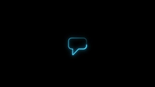 Glowing neon color message box icon conversation notice message icon animation.Neon text message icon.Glowing neon light massage icon animation.Animated neon line massage icon with massage icon.4k