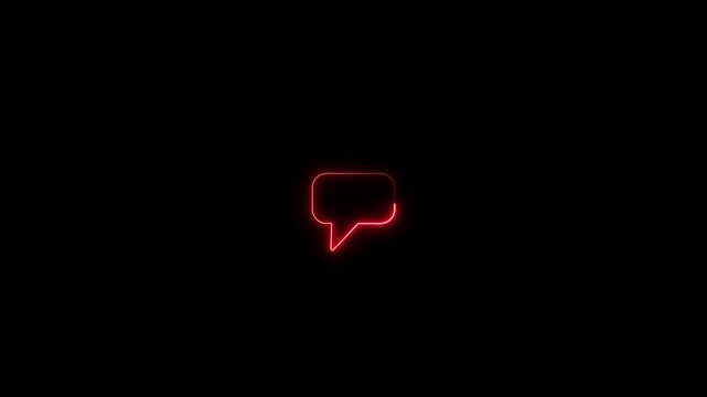 Glowing neon color message box icon conversation notice message icon animation.Neon text message icon.Glowing neon light massage icon animation.Animated neon line massage icon with massage icon.4k