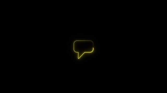 Glowing neon color message box icon conversation notice message icon animation.Neon text message icon.Glowing neon light massage icon animation.Animated neon line massage icon with massage icon.4k