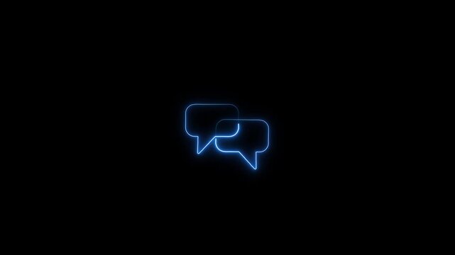 Glowing neon color message box icon conversation notice message icon animation.Neon text message icon.Glowing neon light massage icon animation.Animated neon line massage icon with massage icon.4k