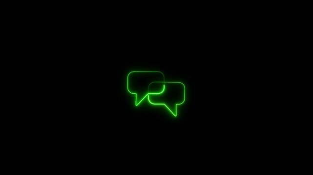 Glowing neon color message box icon conversation notice message icon animation.Neon text message icon.Glowing neon light massage icon animation.Animated neon line massage icon with massage icon.4k