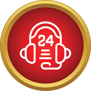 Line art icon of a customer support headset showing round the clock availability