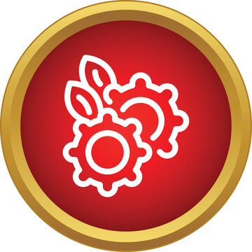 Gears and leaves icon symbolizing sustainable industry and green technology