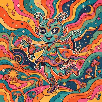 Playful Alien Character illustration