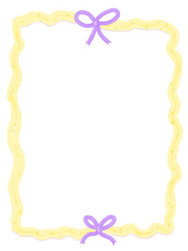 Yellow frame with purple ribbon bow