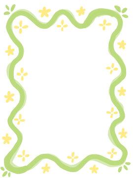 green curly frame with yellow flowers