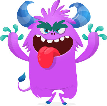 Cute Cartoon Monster Creature with Big Eyes and Smiling Face Isolated on white. Halloween design
