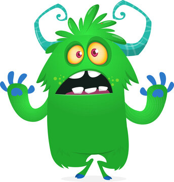 Cute Cartoon Monster Creature with Big Eyes and Smiling Face Isolated on white. Halloween design