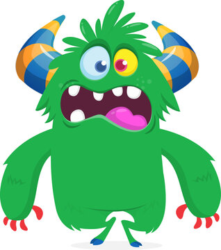 Cartoon cute Halloween monster creature for party decoration design