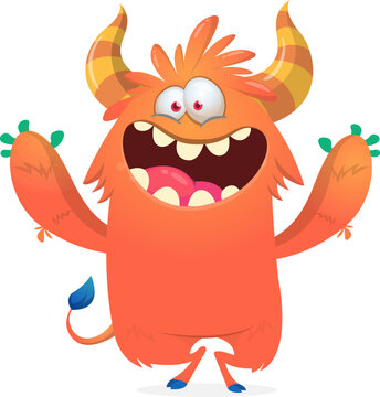 Cartoon cute Halloween monster creature for party decoration design