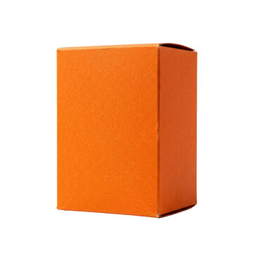 Bright orange rectangular cardboard packaging box isolated.