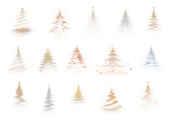 Obraz premium PNG Festive abstract Christmas tree designs, element set on transparent background