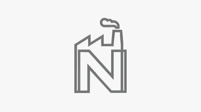 Creative Minimalist Factory Building Logo with Smokestack