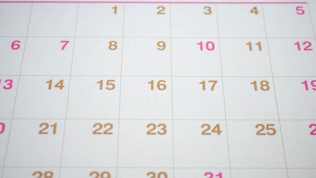calendar page date background business planning appointment meeting concept