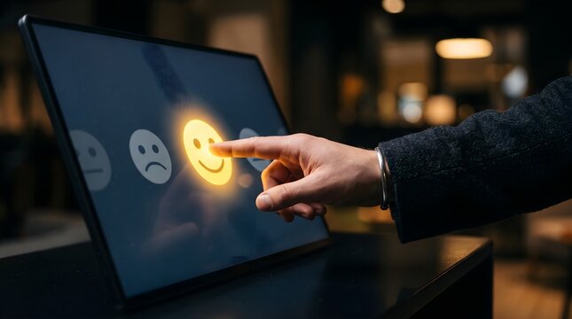 Customer satisfaction survey showing happy face feedback.