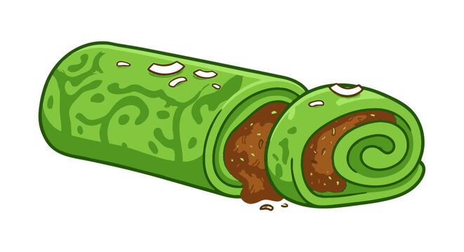 Traditional Indonesian Dadar Gulung Cake Vector for Authentic Local Culinary Design