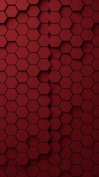 Red hexagonal pattern with subtle texture, creating depth and a modern geometric backdrop, symbolizing structure, connection, and tessellation