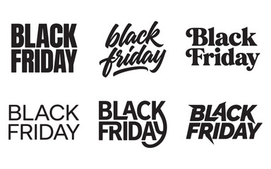 Obraz premium Set of black friday sale text logos and typography designs in various styles with typography