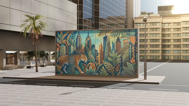 Outdoor Mural Billboard Display Mockup