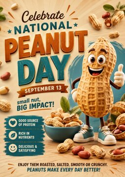 Celebrate National Peanut Day with a fun peanut character illustration