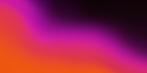 Bright abstract wavy gradient from orange to purple fading into the background black. Curved shape. Blurred edge. Grainy texture. Halloween, autumn shades. Modern design © JUBO SIAK