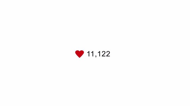 Animated 20k likes on transparent background in 4K,Social media followers counting notification icon animation with alpha channel , Incoming followers counting notification animation