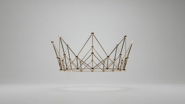 Golden geometric line crown on cool background &ndash; Suitable for digital royalty, business excellence, or tech achievement.