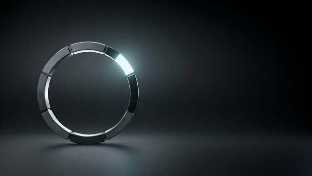 Metal geometric ring closing gap with soft glow &ndash; Great for enterprise integration, digital network finish, or innovation.