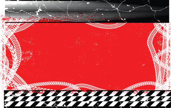 Dynamic racing background with distressed lines and asphalt texture,perfect for speed-themed creative project.Grunge racing banner with checkered pattern and tire tracks, useful for motorsport posters